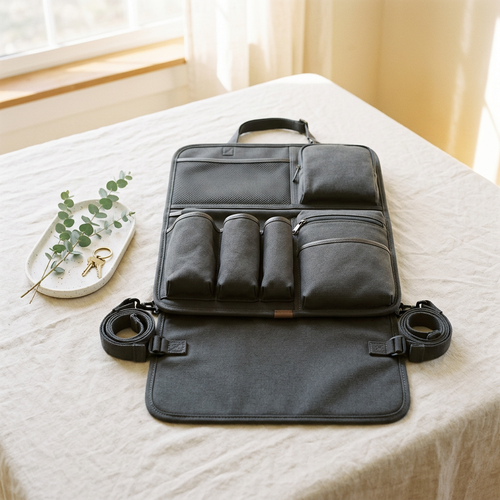Helteko Backseat Car Organizer 2-Pack with Tablet Holder & Kick Mats
