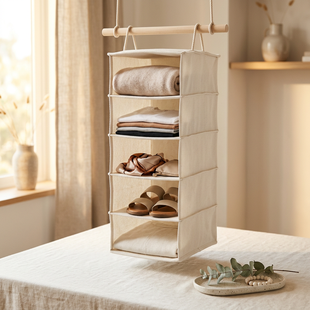 mDesign Soft Fabric Hanging Closet Organizer with Removable Drawer, Gray