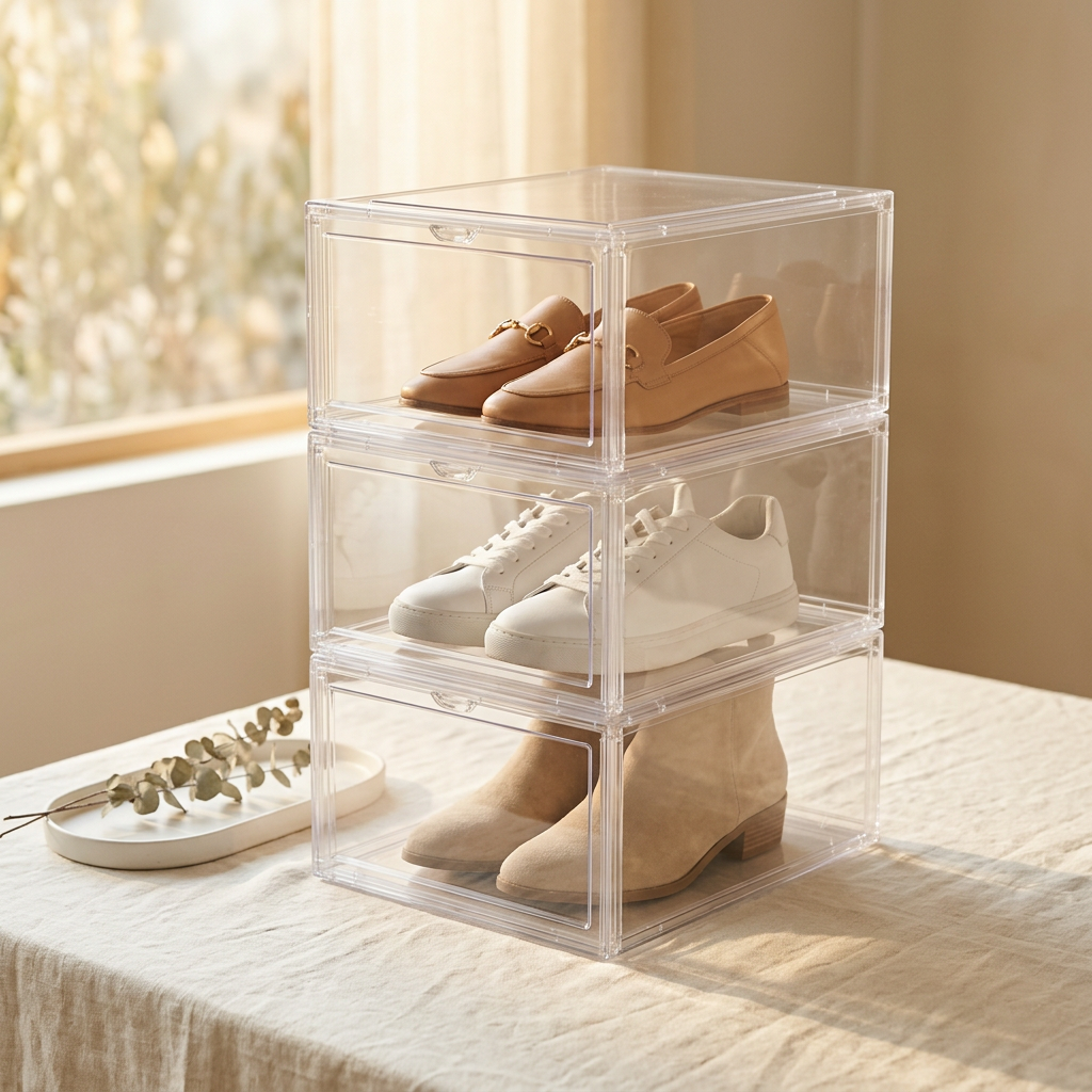 SEE SPRING 6 Pack X-Large Clear Stackable Shoe Storage Boxes