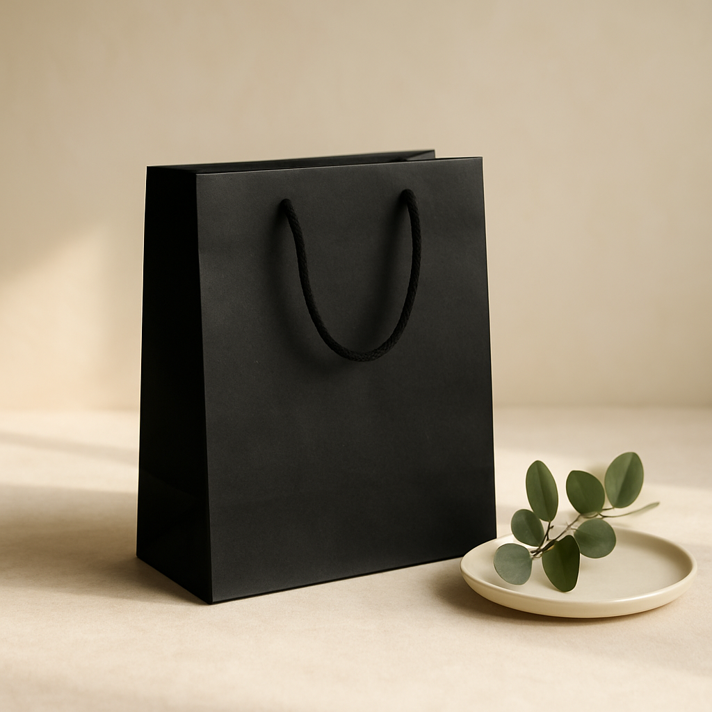 Toovip Small Kraft Paper Gift Bags with Handles (Black, 100-Pack)