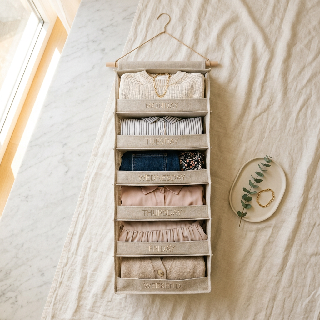 ANZORG Weekly Kids Clothes Organizer – Monday to Friday Hanging Closet Organizer