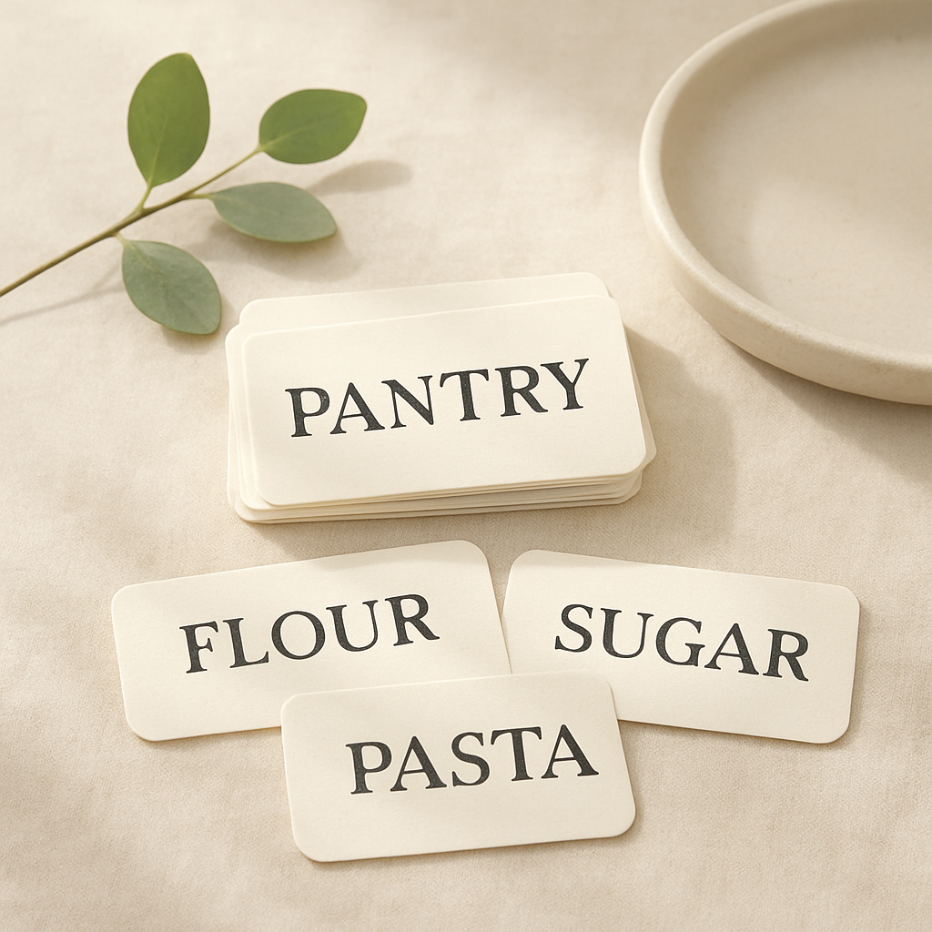 Talented Kitchen 144 Pantry Labels, All‑Caps Matte White
